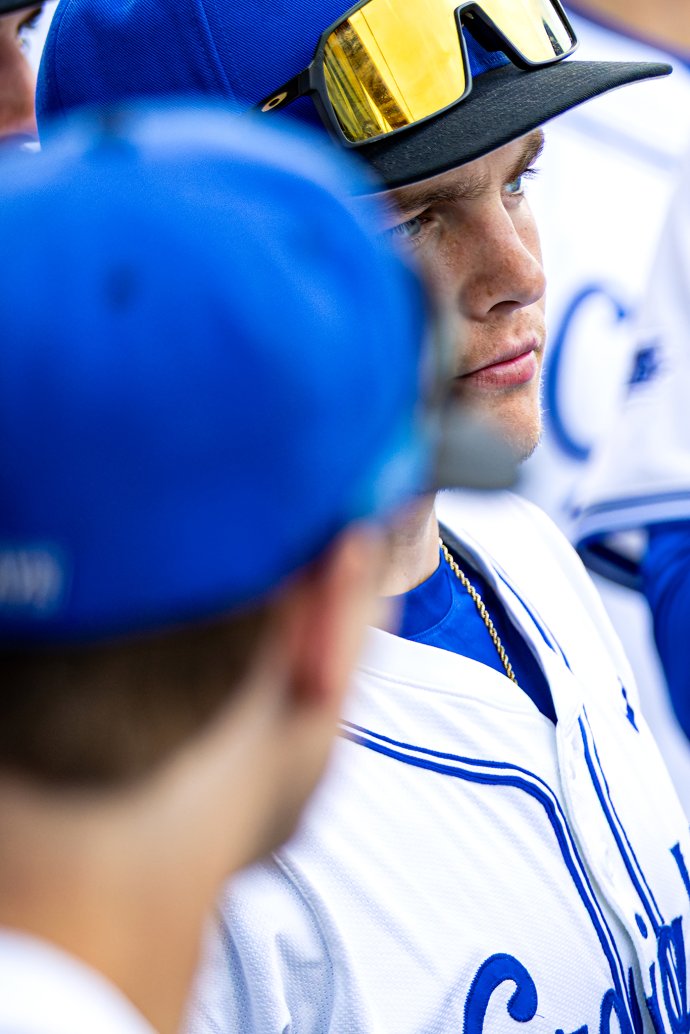 Creighton Bluejays observe pregame warmups before a game against the North Dakota State Bison at Charles Schwab Field on April 22, 2025.