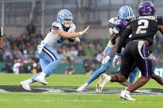 North Carolina quarterback Billy Edwards Jr. runs the ball against TCU.
